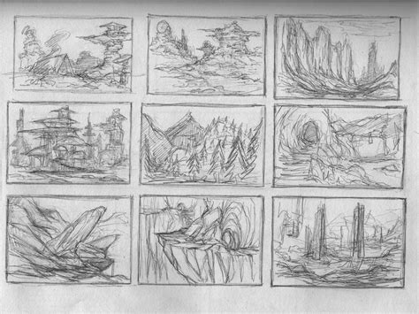 Sainez Art Environment Thumbnail Sketches
