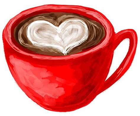 Coffee With Heart Illustration Original Art Digital Download Etsy In Heart Illustration