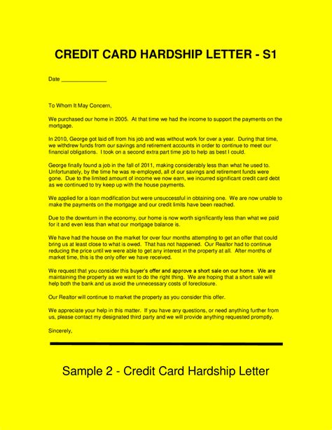 Sample Hardship Letters Get Out Of Credit Card Debt Docsity