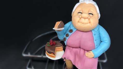 Grandma With Cake Fondant Topper Youtube