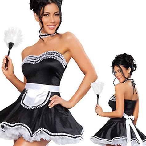 French Maid Fancy Dress Costume Outfit Plus Size Waitress Hen Party