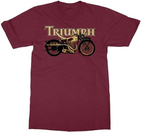 Triumph Motorcycle Cycling Mens T Shirt Maroon Uk Clothing