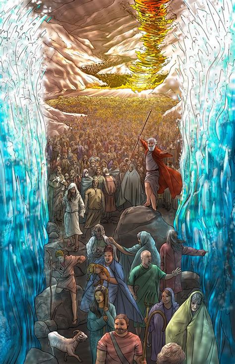 Moses And The Red Sea On Behance פסח Bible Scriptures Bible Art