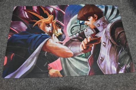 Yu Gi Oh Playmat Kaiba And Blue Eyes White Dragon And Atem And Dark Magician 7920 Picclick