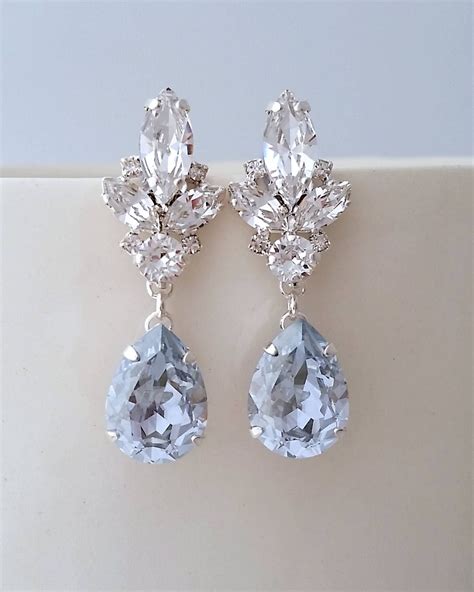 Bridal Chandelier Earrings Dusty Blue Bridal Earrings Dusty Blue