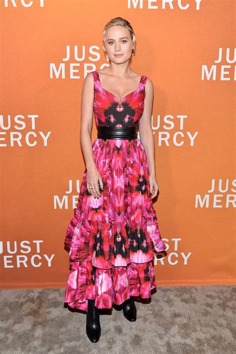 Brie Larson Wears A Floral Dress By Alexander Mcqueen