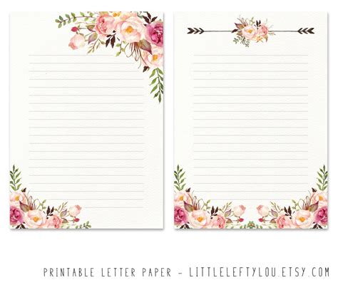 Printable Letter Paper Floral 2 Stationery Writing Letter