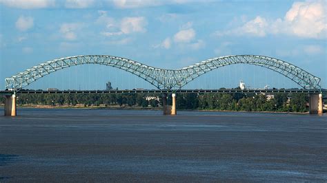 Memphis Bridge Across The Mississippi River Water Steel Mississippi