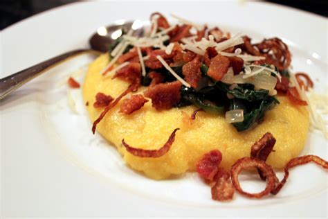 Polenta With Sauteed Spinach And Bacon With Fried Shallots Jax House