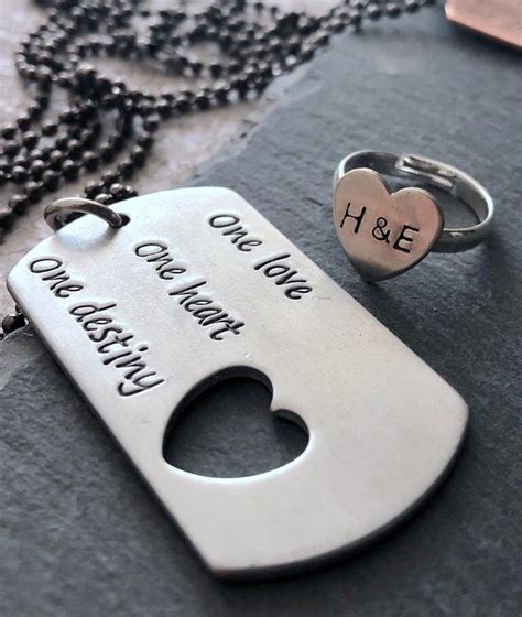 Customized Couple Matching Jewelry Personalized Couples Etsy Couples