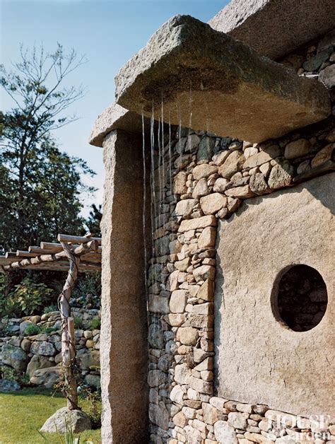 Rustic Outdoor Stone Shower In A Farmhouse In Marthas Vineyard Ma