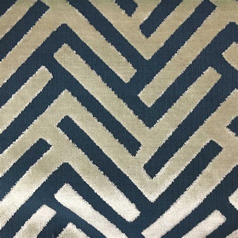 Ministry Geometric Pattern Cut Velvet Upholstery Fabric By The Yard