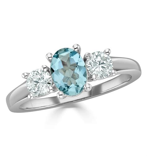Aquamarine 070ct And Diamond 050ct 18k White Gold Ring