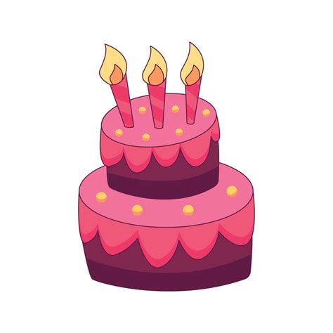 Birthday Cake Cartoon Doodle Hand Drawn Concept Vector Kawaii