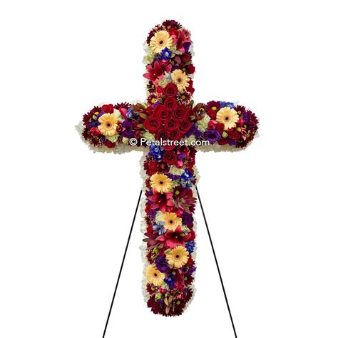 Mixed Flower Cross For Funerals Petal Street Flower Company
