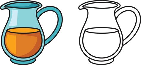 Colorful And Black And White Jug For Coloring Book 3135229 Vector Art