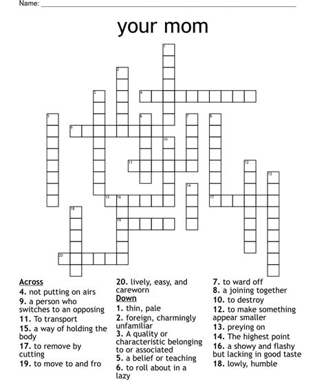 Your Mom Crossword Wordmint