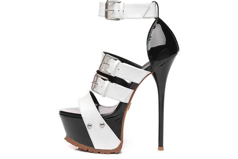 Giaro High Heels Plus Size Multi Coloured Sienna Black White Shiny