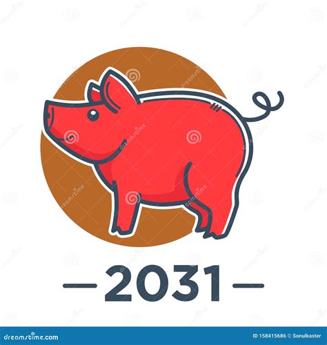 Pig Chinese Zodiac Sign Asian Horoscope 2031 New Year Symbol Stock