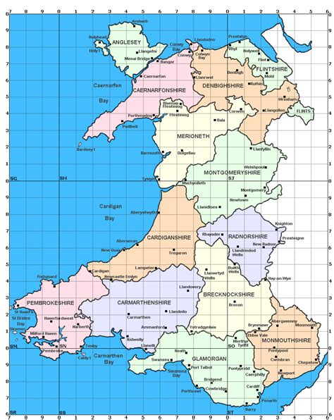 Map Of Wales Showing The Old Counties Before The Modern Restructure