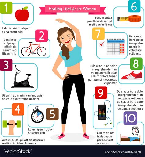 Woman Healthy Lifestyle Infographics Royalty Free Vector