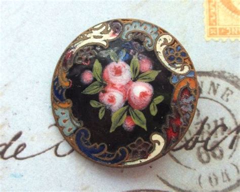 Enameled And Cloisonne Button France Antique Buttons Vintage
