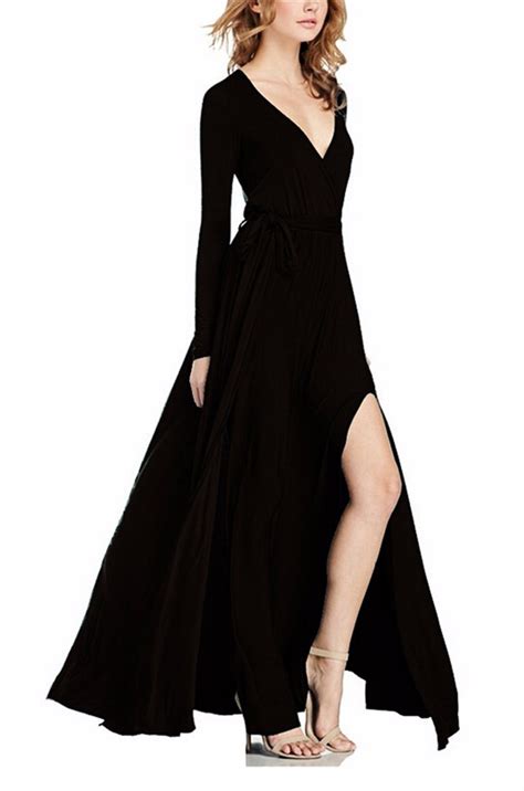 Maybe you would like to learn more about one of these? Long Sleeve V Neck Elegant Maxi Dress With Slit on Luulla