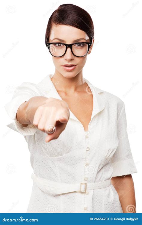 Strict Woman In Large Glasses Stock Image Image Of Nice Eyeglasses