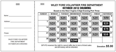 Fundraising Lottery Calendars Graphics Calendar Template Raffle