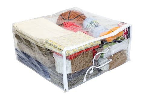 Clear Vinyl Zippered Comforter Storage Bags 21 X 21 X 10 Inch With Rope