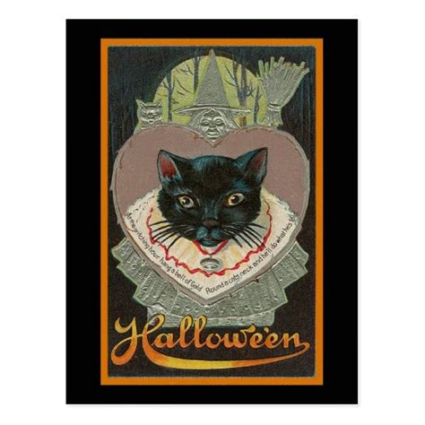 Vintage Halloween Black Cat Postcard Zazzle