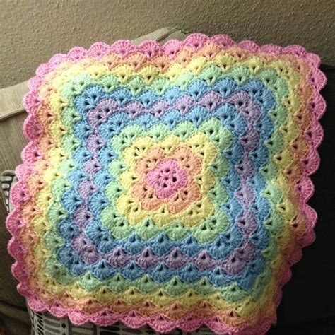 Rainbow Picot Baby Afghan Crochet Blanket Patterns Baby Blanket