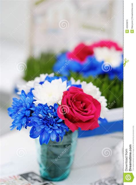 Bright Bouquet On Glass Vase Stock Image Image Of Glass Blue 40609815