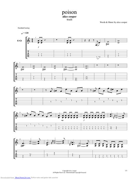 Poison Guitar Pro Tab By Alice Cooper