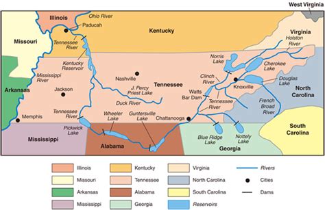 Map Of The Tennessee River World Map
