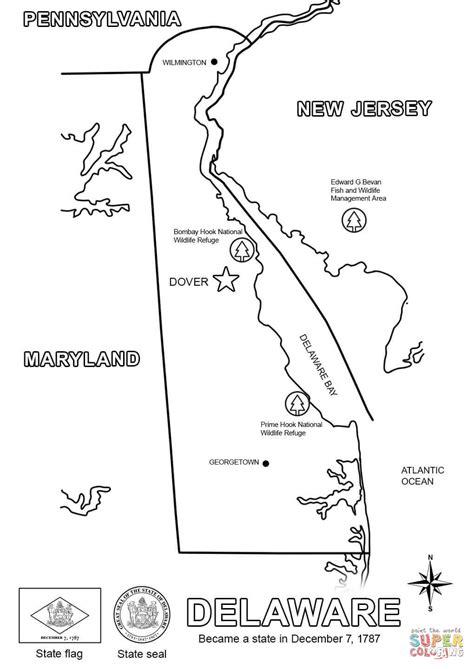 Map Of Delaware Coloring Page Free Printable Coloring Pages