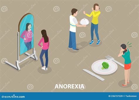 3d Isometric Flat Vector Conceptual Illustration Of Anorexia Nervosa