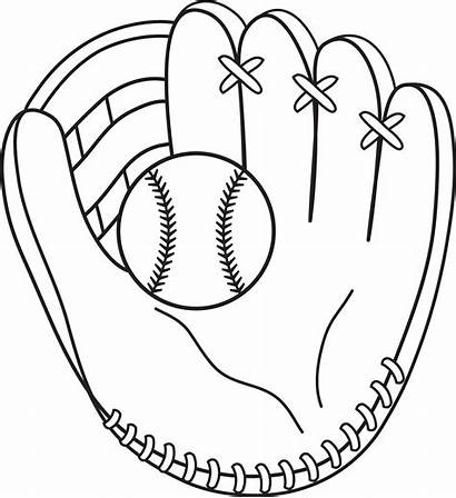 Baseball Mitt Clip Line Colorable Coloring Sweetclipart
