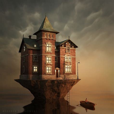 House On The Water Surrealism By Leszek Bujnowski