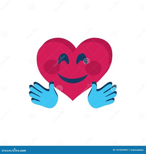 Cute Emoji Heart Shaped With Hands Cartoon Vector
