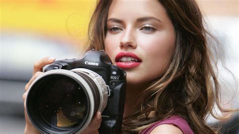 Blue Eyes Camera Juicy Lips Women Brunette Model Adriana Lima