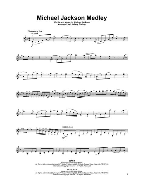 Michael Jackson Medley Sheet Music Lindsey Stirling Violin Solo