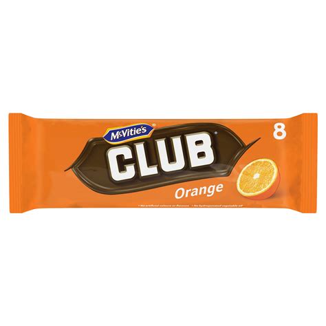 Mcvities Club Orange Chocolate Biscuit Bars 8 X 22g 176g Multipack