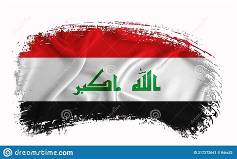Iraq Flag Brush Stroke Typography Lettering Logo Label Banner On A