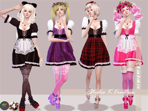 Karzalee Sims 4 Dresses Sims 4 Clothing Maid Dress