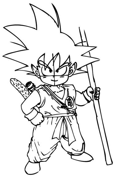 Start off with a pencil sketch. How to Draw Son Goku as a Child from Dragon Ball Z with ...