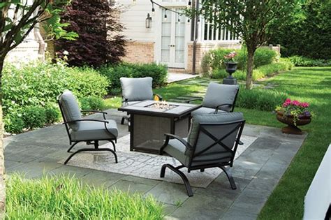 The 35 outdoor square ceramic propane gas fire pit features a sturdy concrete construction, preventing it. Living Accents Canzo 5pc. Fire Pit Chat Set | Bar-B-Que.com