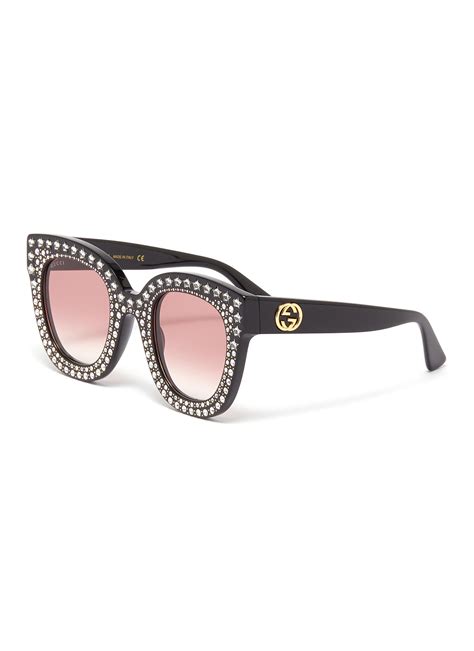 Gucci Glass Crystal Acetate Square Sunglasses Modesens