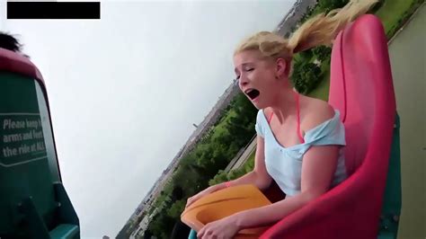 blonde girl hilarious roller coaster reaction mp4 youtube