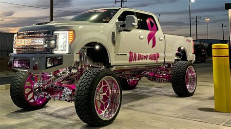 Pink F250 On 30x16s And 20 Inch Lift Giveaway Youtube